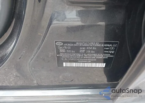 2021 Hyundai Sonata Se z USA, uszkodzony, nr VIN 5NPEG4JA6MH105036